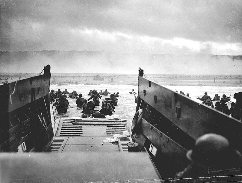 D-Day landings viewed from a ship
