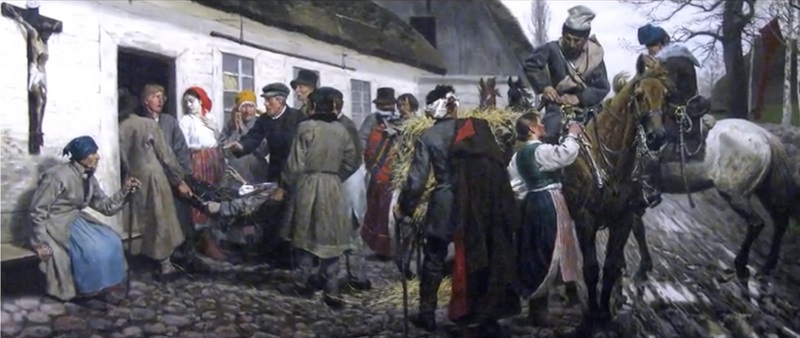 Cavalrymen taking leave in Lithuania, attrib. A. Orłowski