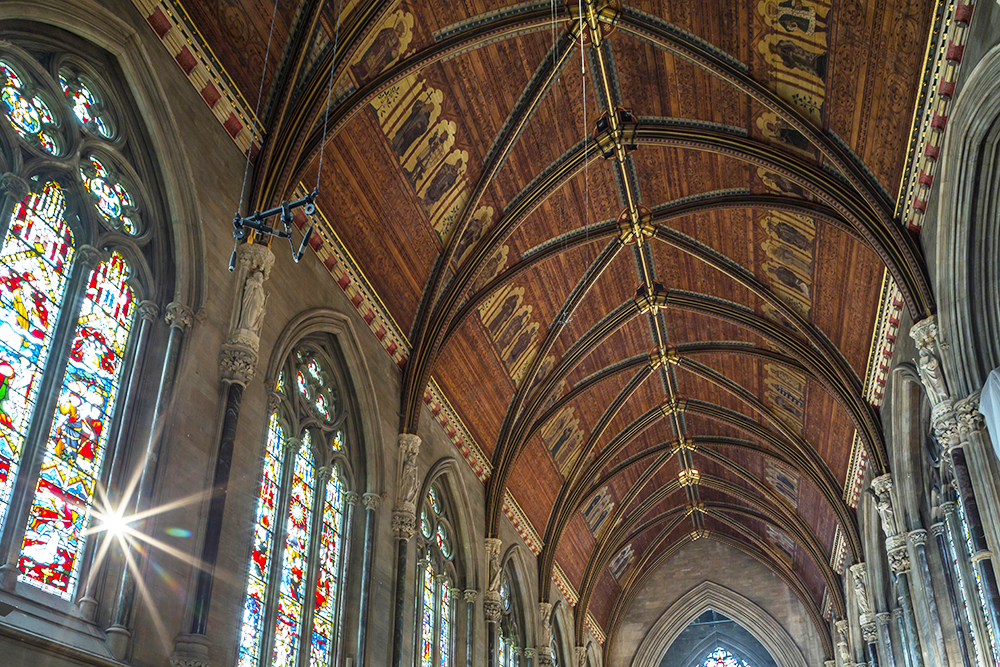 The painted ceiling of the Chapel roof 