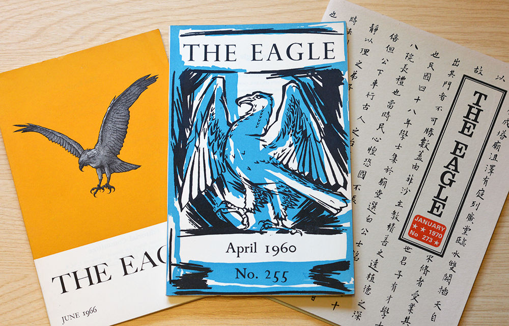 Three copies of the Eagle on a desk