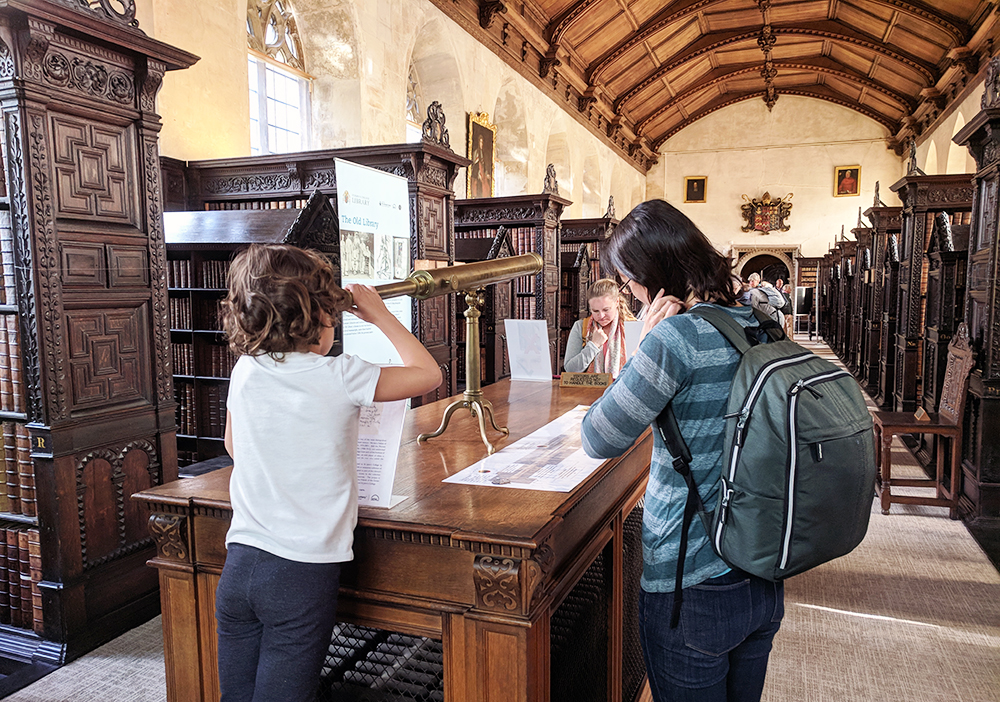 Visitors view an exhibition in the Old Library