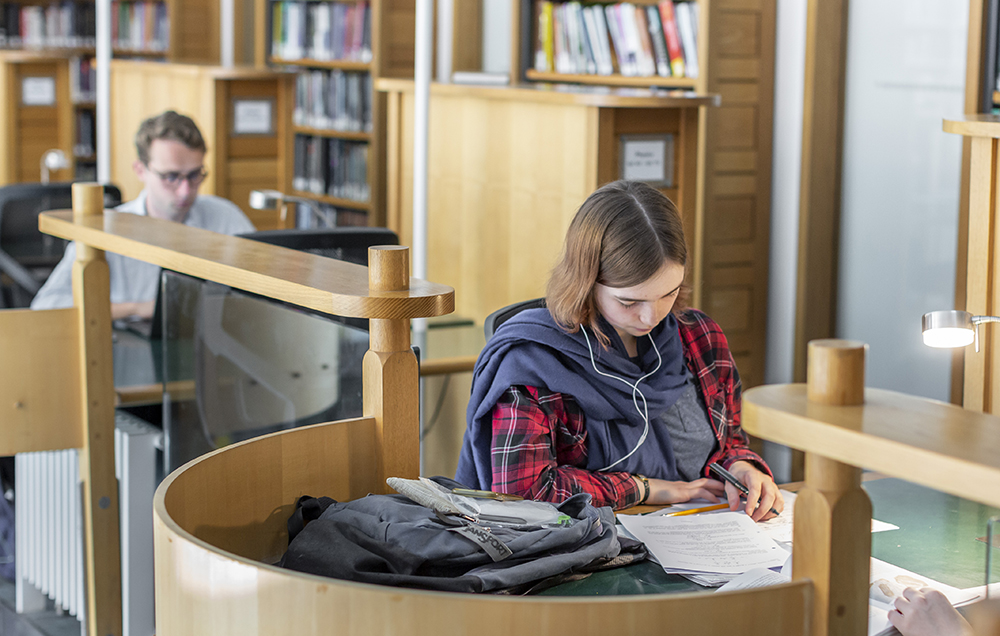 Students study in the College library