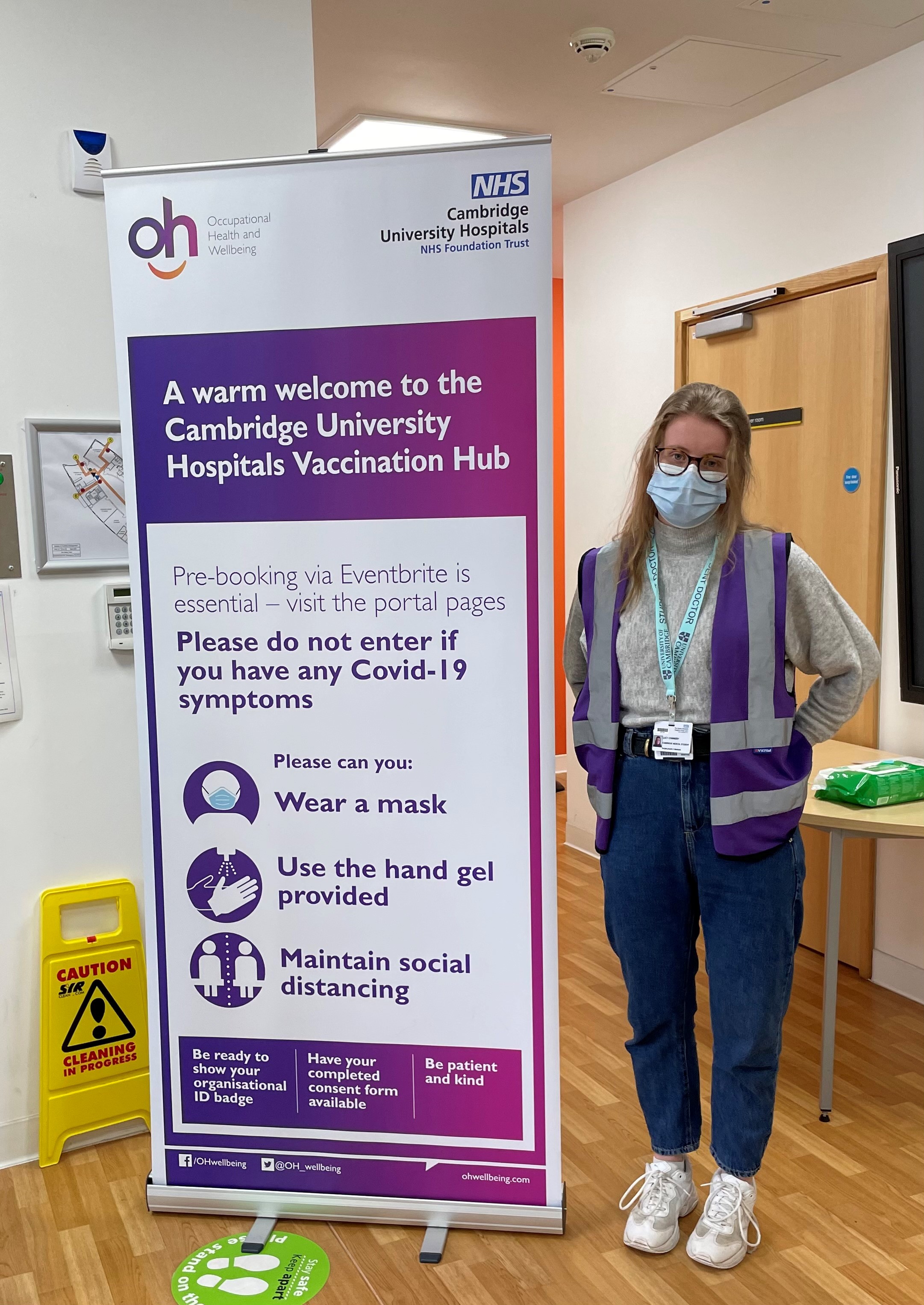 Lucy at Addenbrooke's vaccination centre